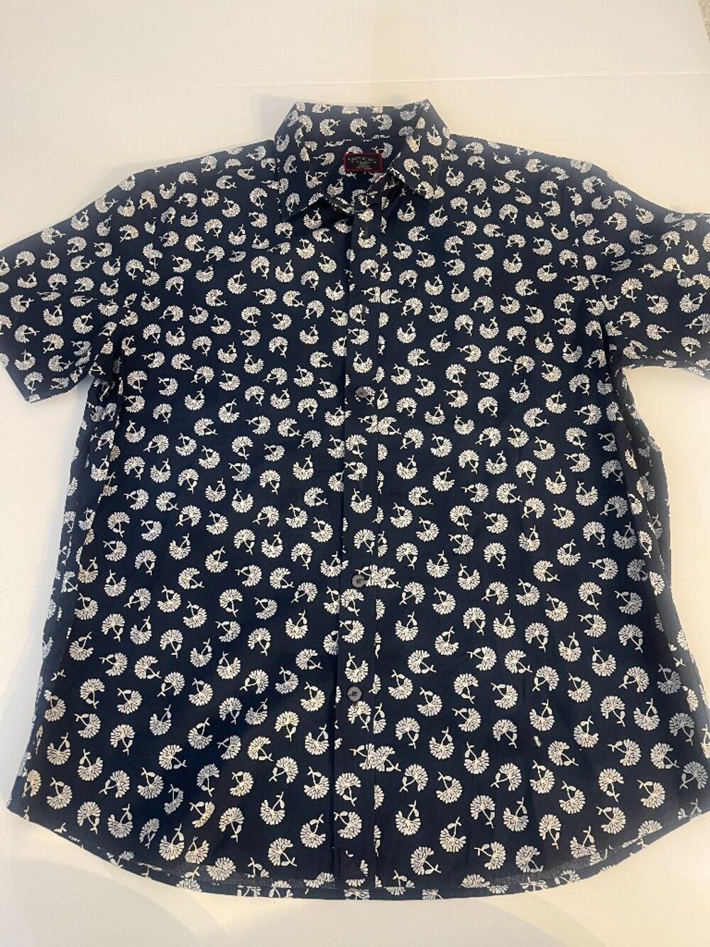 UNTUCKit XL Slim Fit Navy Floral Short Sleeve Cotton Button Up
